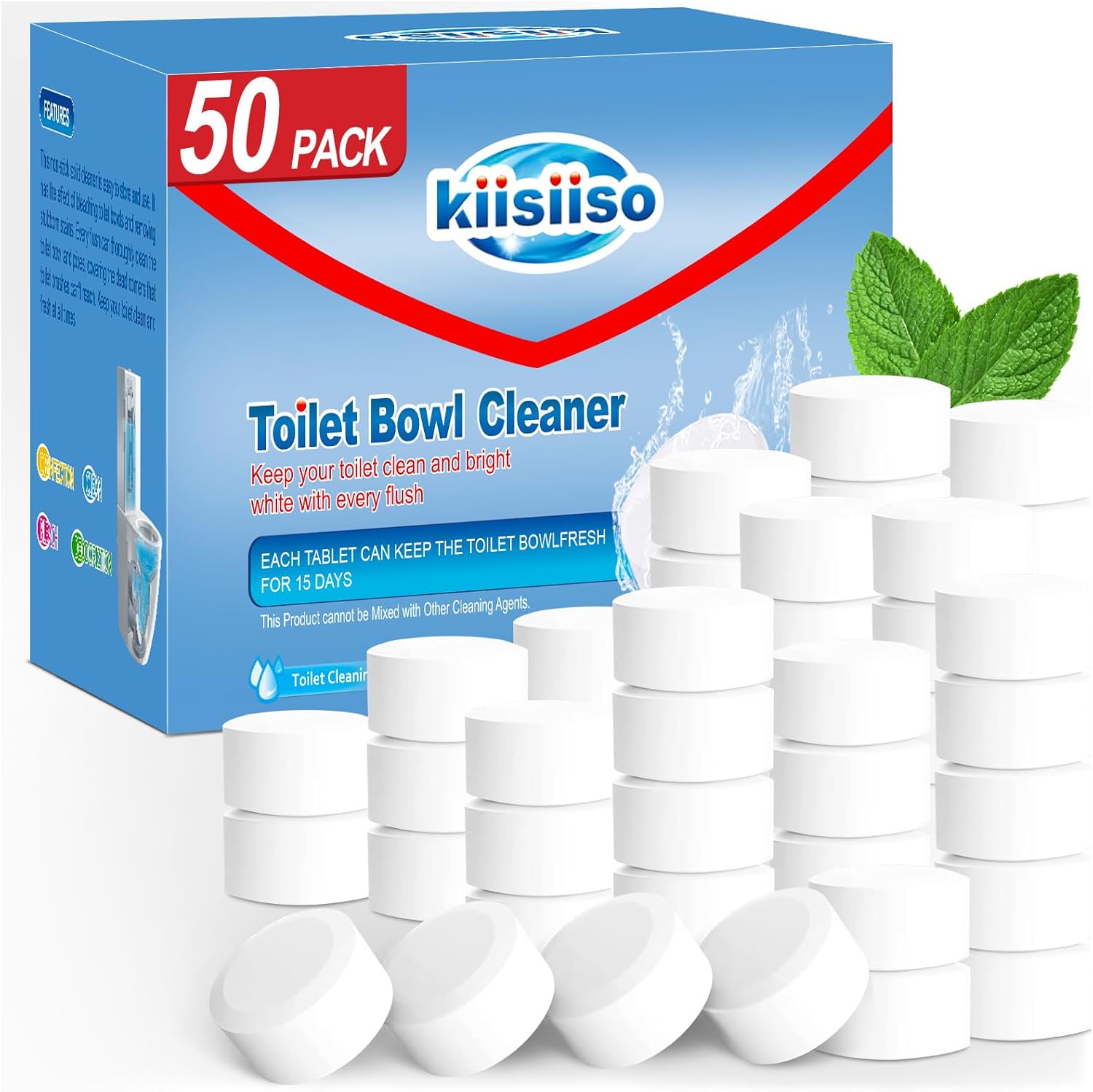 KIISIISO Toilet Bowl Cleaner Tablets 50 PACK