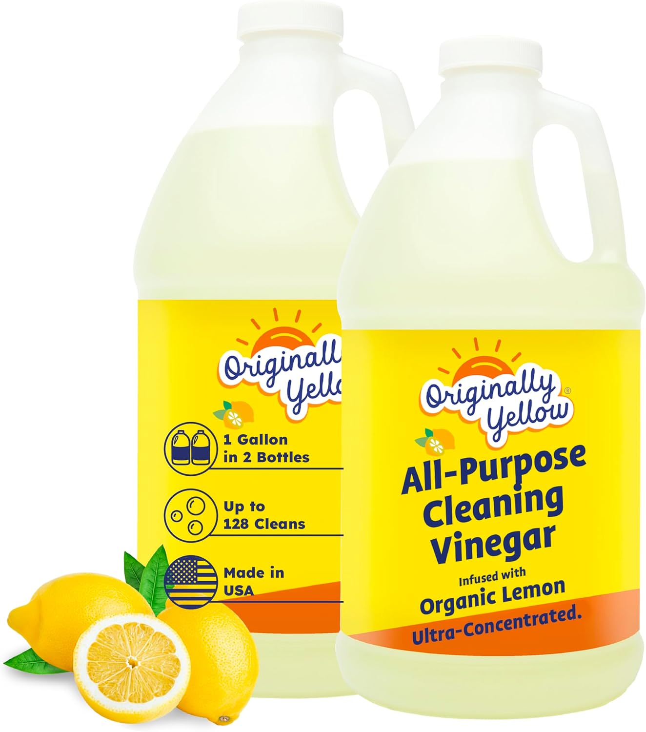 Originally Yellow Lemon White Vinegar For Cleaning Purpose