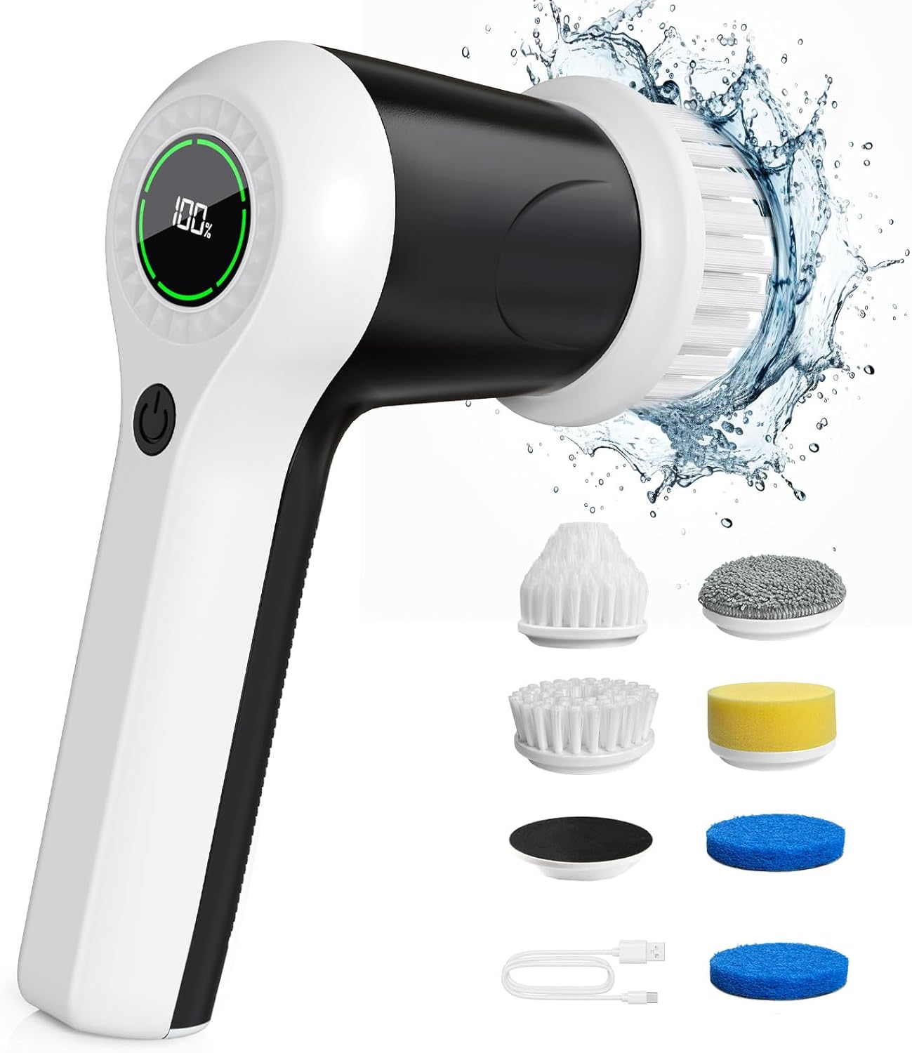 Cordless Shower Scrubber with Battery Level Display
