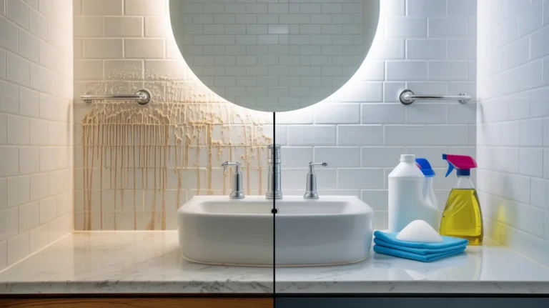 how to remove hard water stains from bathroom surfaces